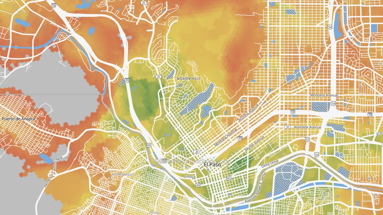 Bike Grade map of 79902, TX