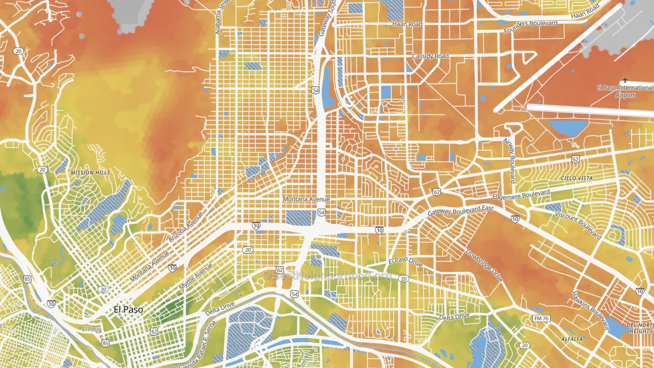 Bike Grade map of 79903, TX