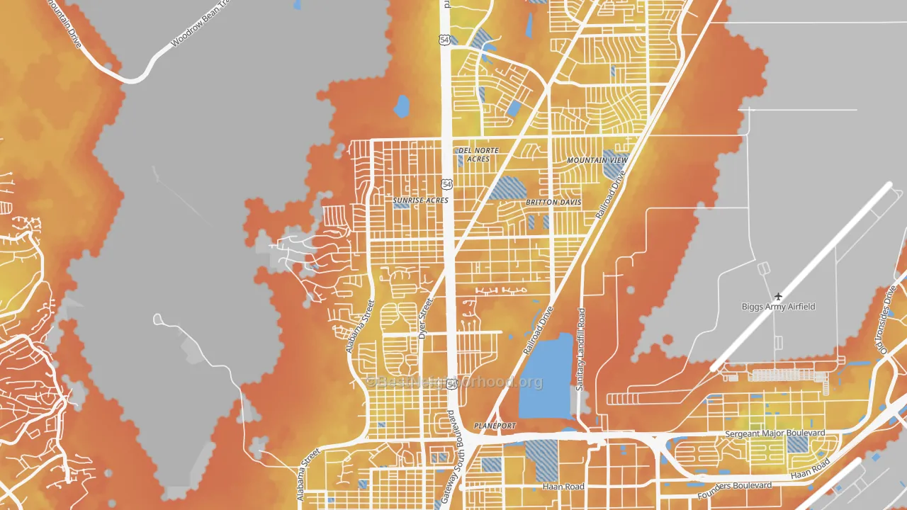 Bike Grade map of 79904, TX