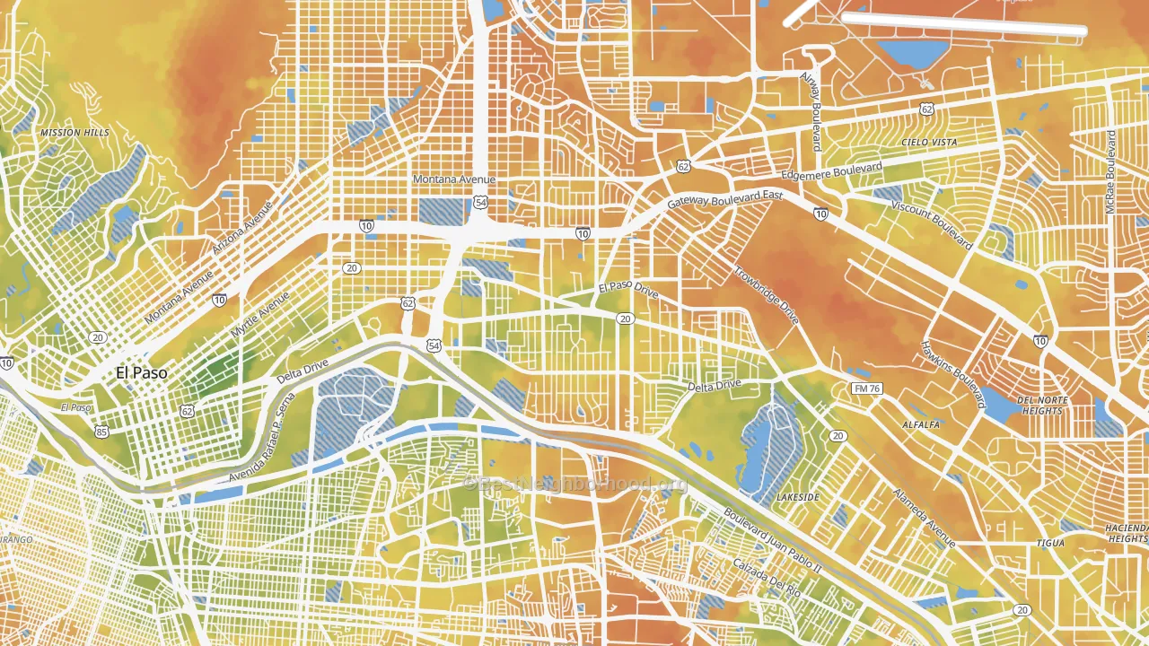 Bike Grade map of 79905, TX