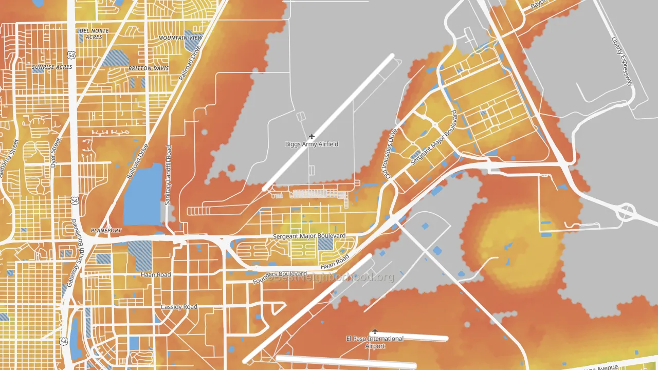 Bike Grade map of 79908, TX