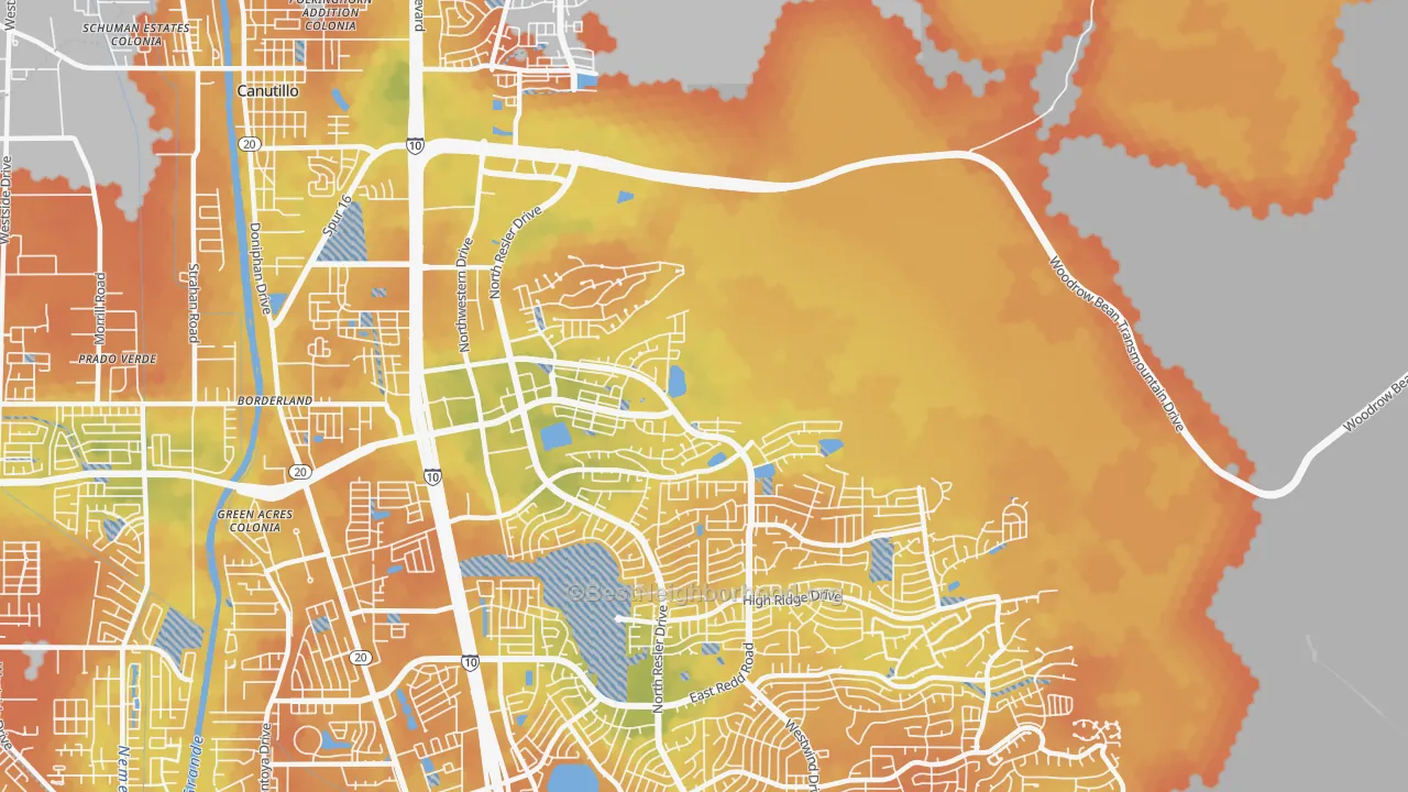 Bike Grade map of 79911, TX