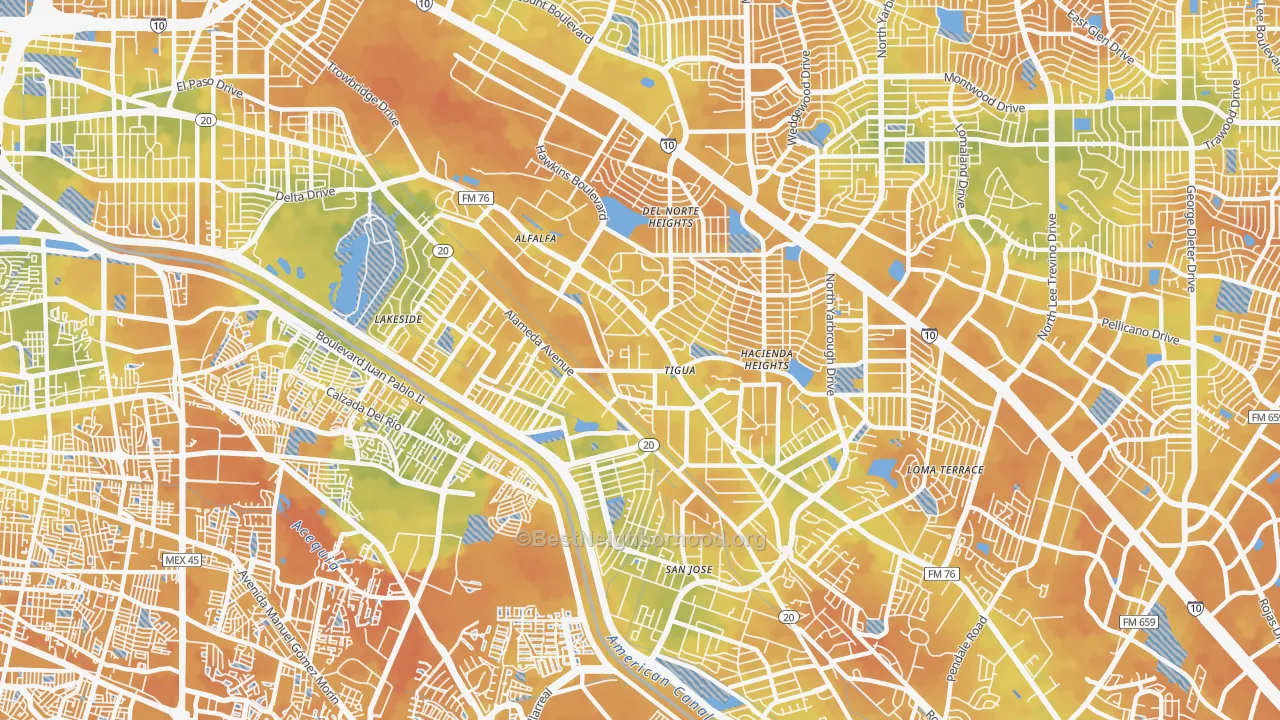 Bike Grade map of 79915, TX