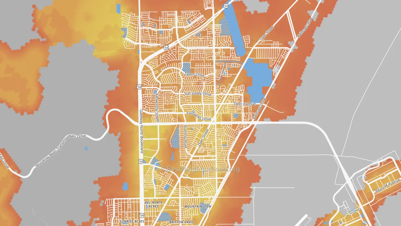 Bike Grade map of 79924, TX
