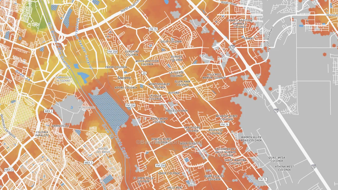 Bike Grade map of 79927, TX