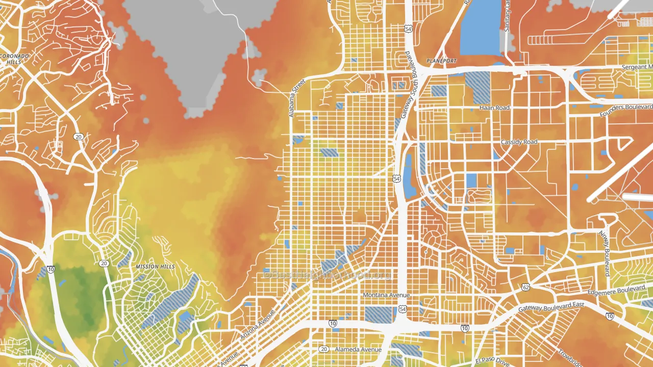 Bike Grade map of 79930, TX