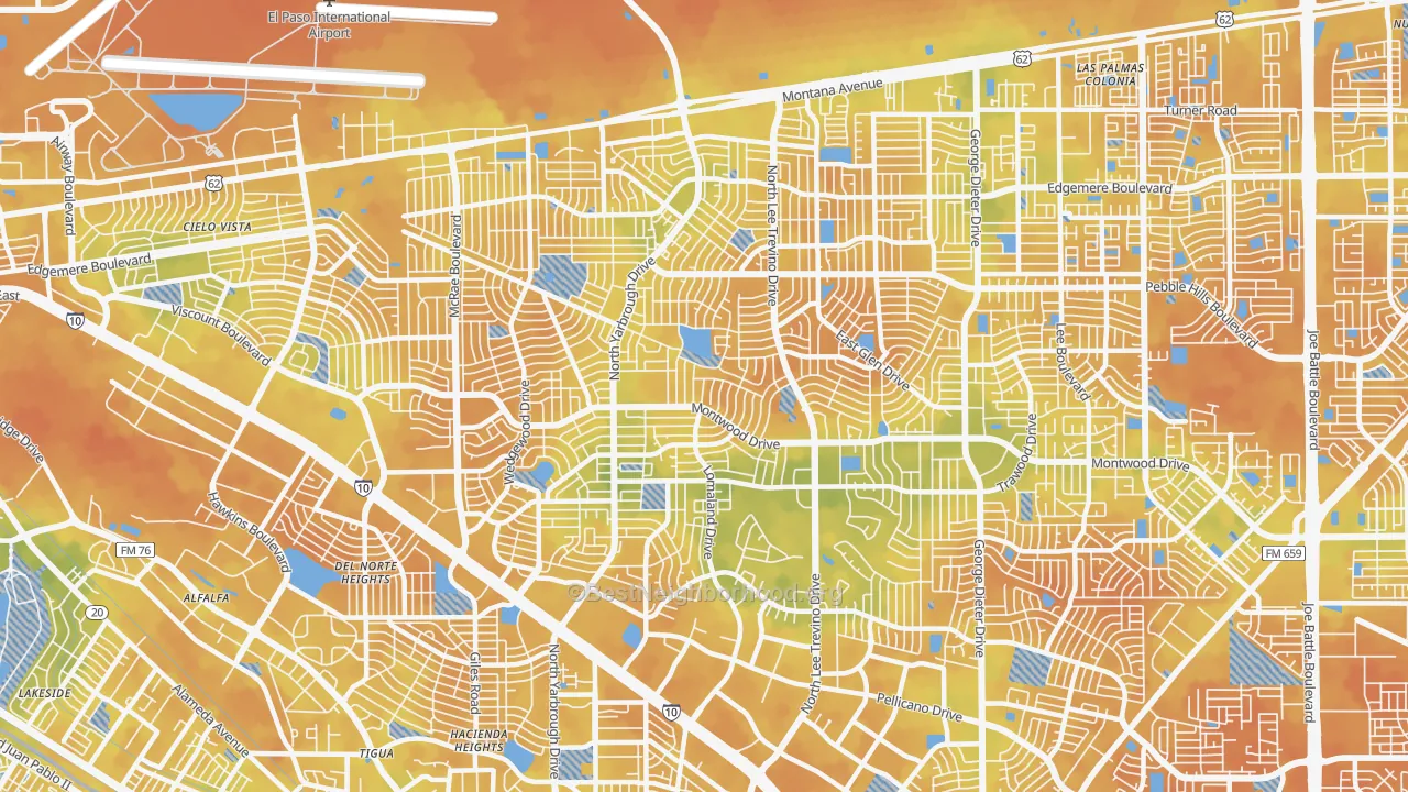 Bike Grade map of 79935, TX