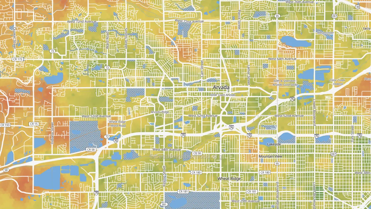 Bike Grade map of 80002, CO