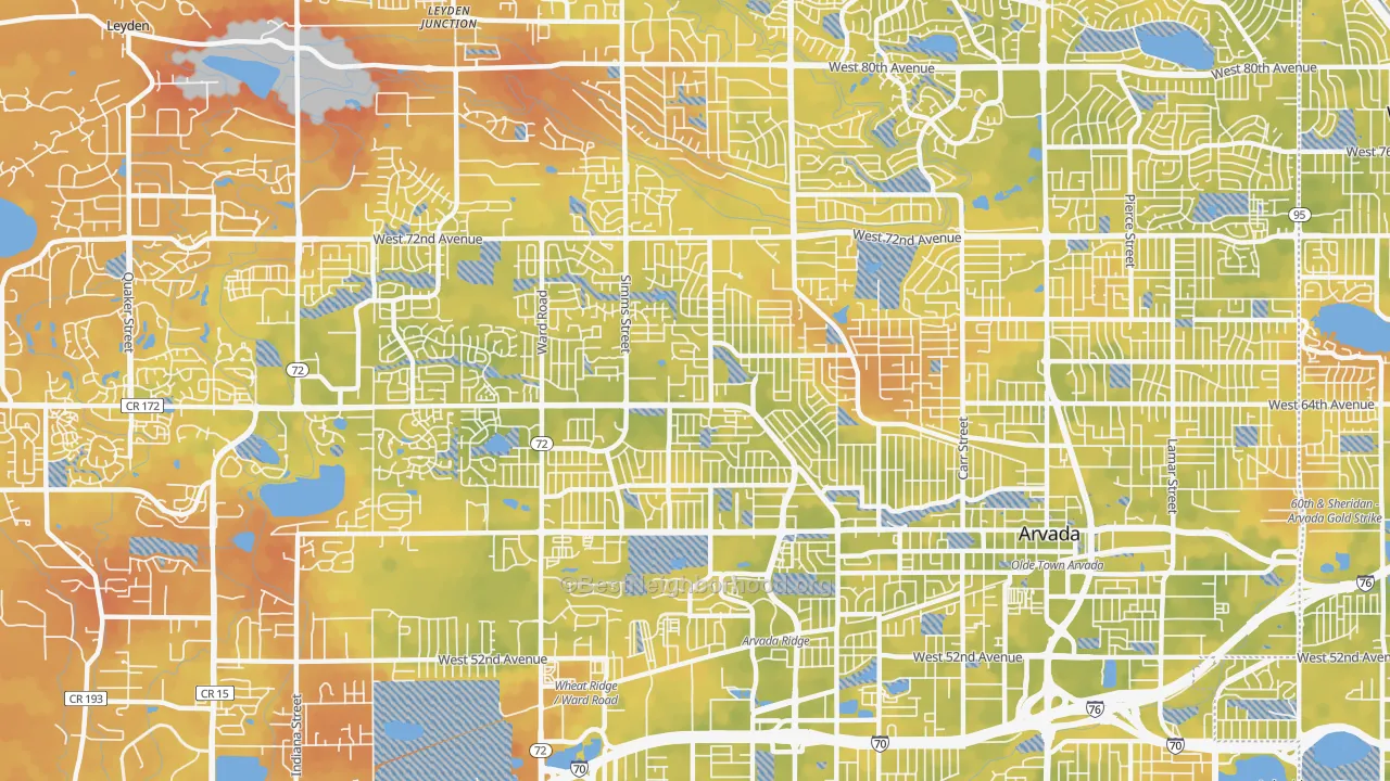 Bike Grade map of 80004, CO