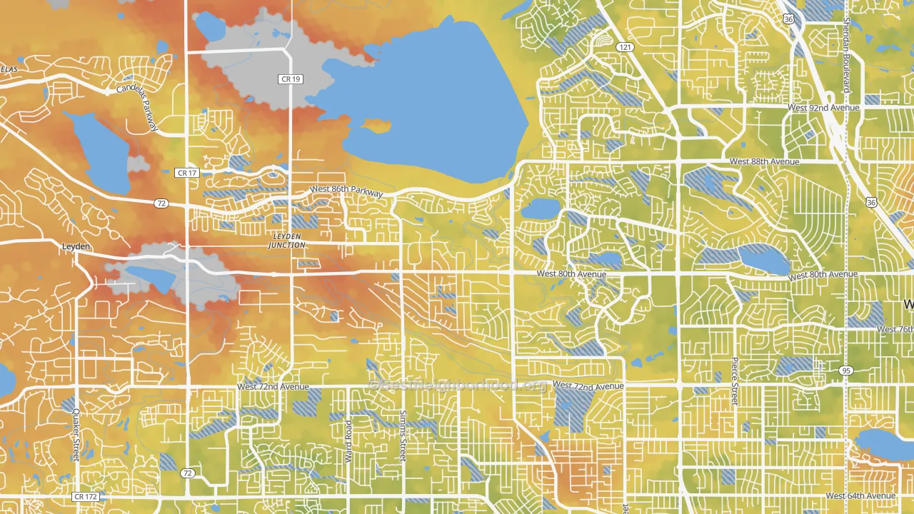 Bike Grade map of 80005, CO