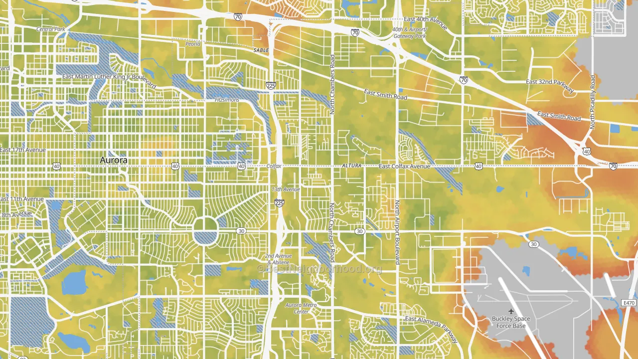 Bike Grade map of 80011, CO