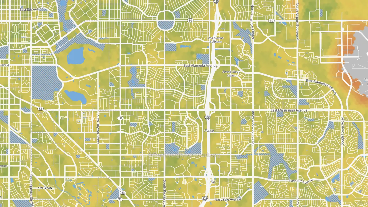 Bike Grade map of 80012, CO