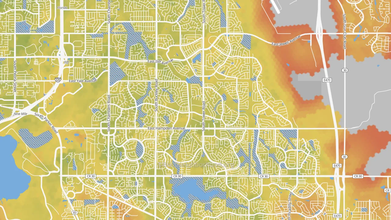 Bike Grade map of 80013, CO