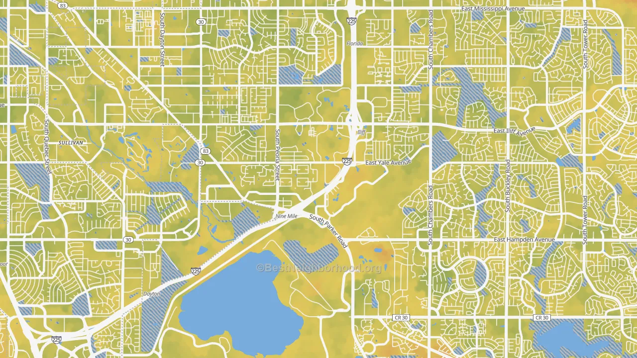 Bike Grade map of 80014, CO