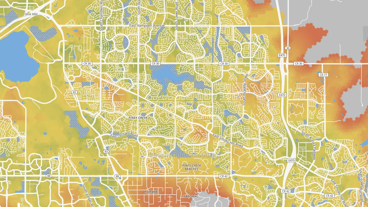 Bike Grade map of 80015, CO