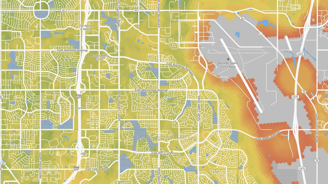 Bike Grade map of 80017, CO