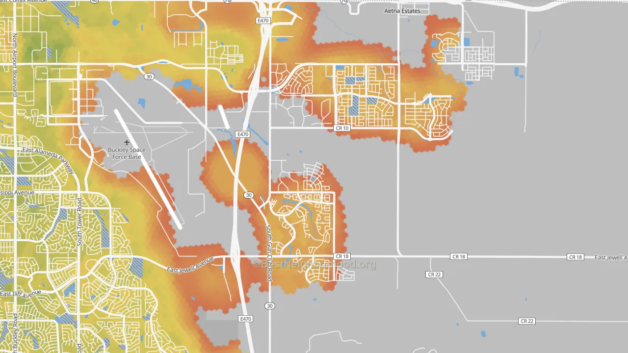 Bike Grade map of 80018, CO