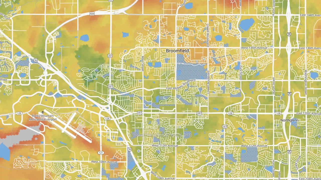 Bike Grade map of 80020, CO