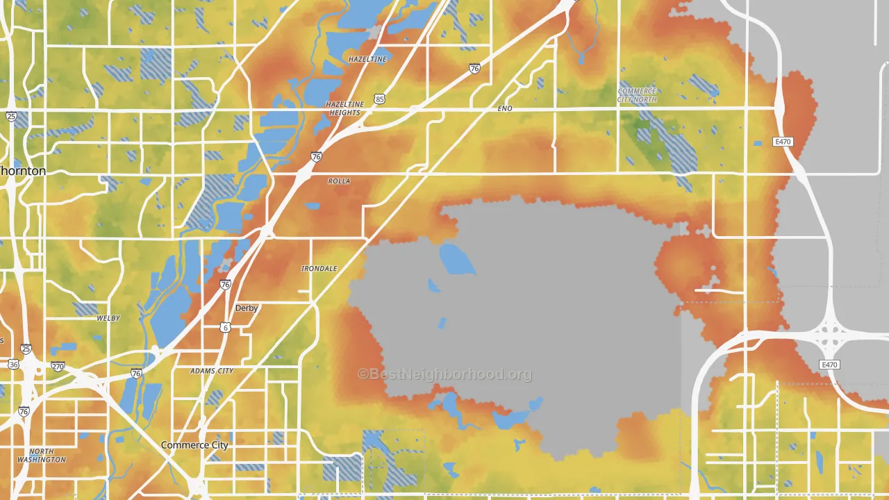 Bike Grade map of 80022, CO
