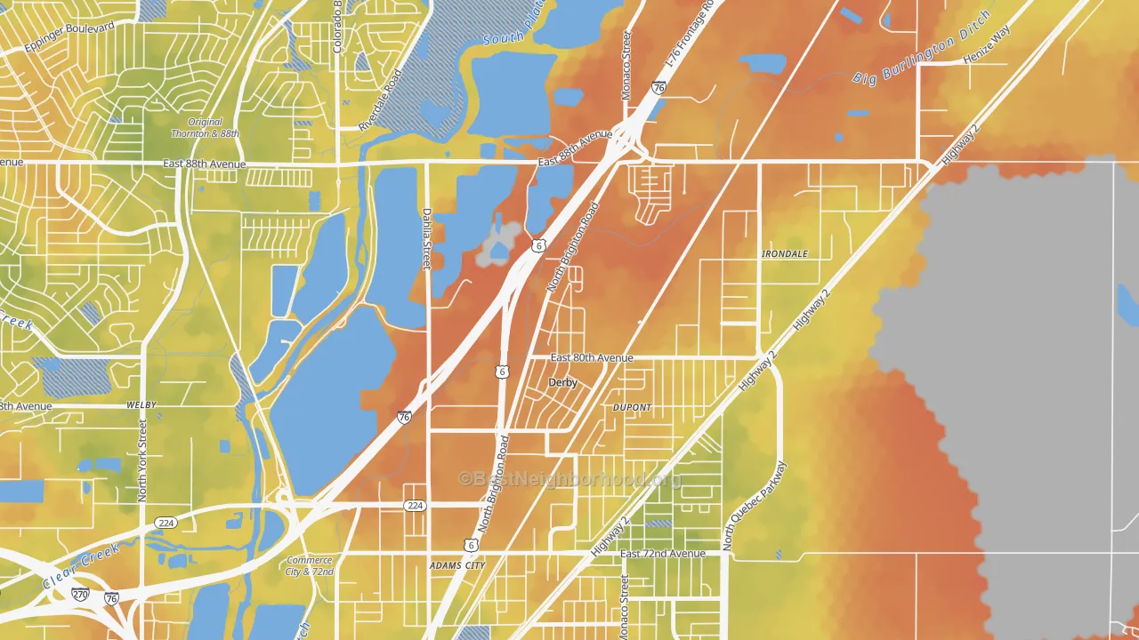 Bike Grade map of 80024, CO