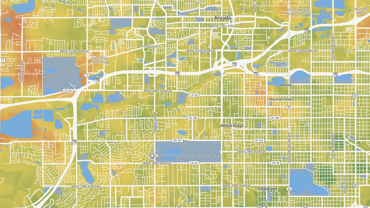 Bike Grade map of 80033, CO