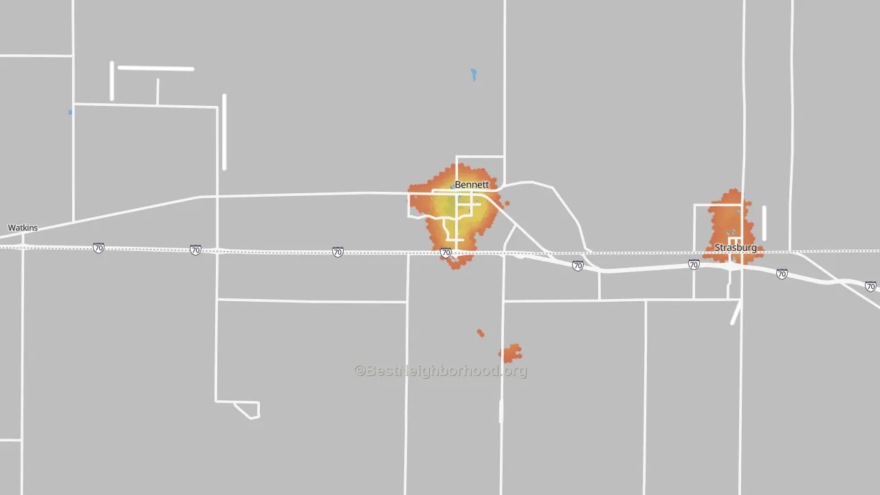 Bike Grade map of 80102, CO