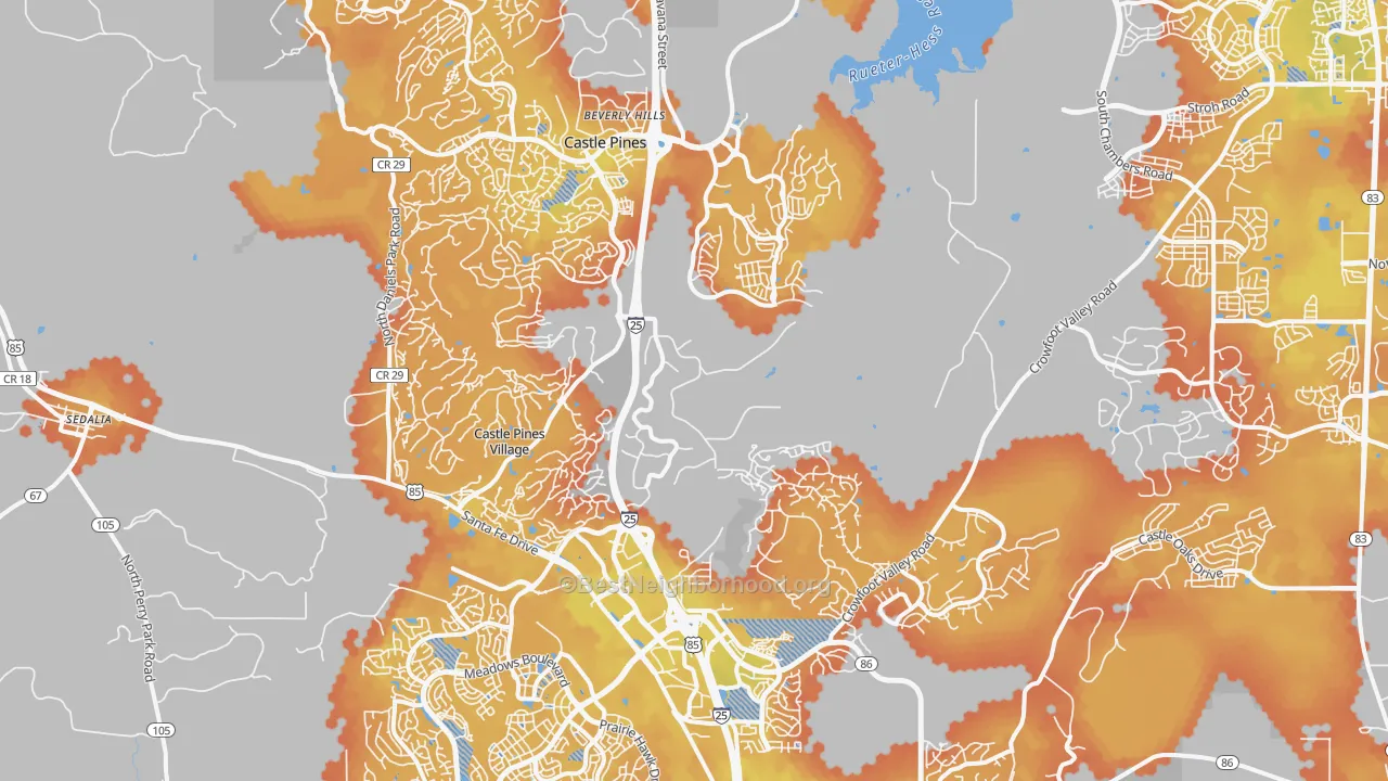 Bike Grade map of 80108, CO