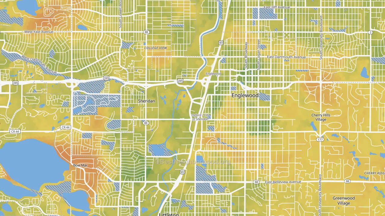 Bike Grade map of 80110, CO