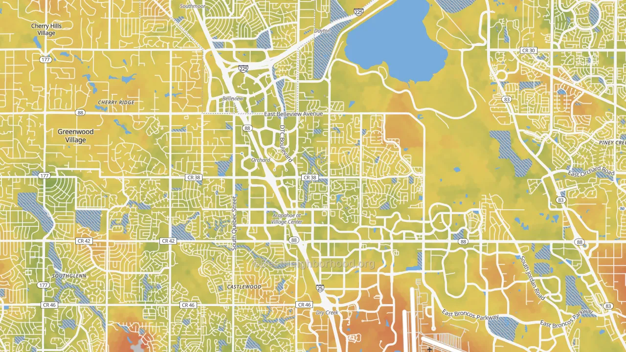 Bike Grade map of 80111, CO