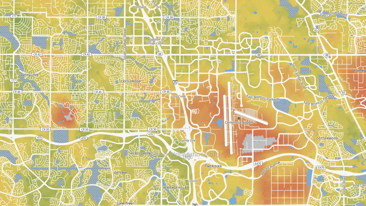 Bike Grade map of 80112, CO