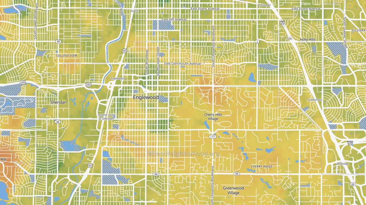 Bike Grade map of 80113, CO