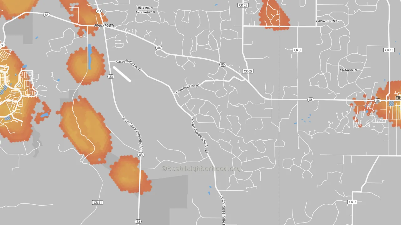 Bike Grade map of 80116, CO