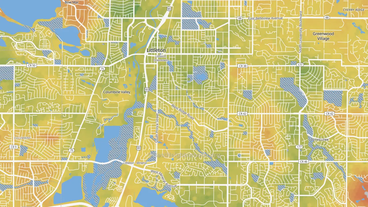 Bike Grade map of 80120, CO