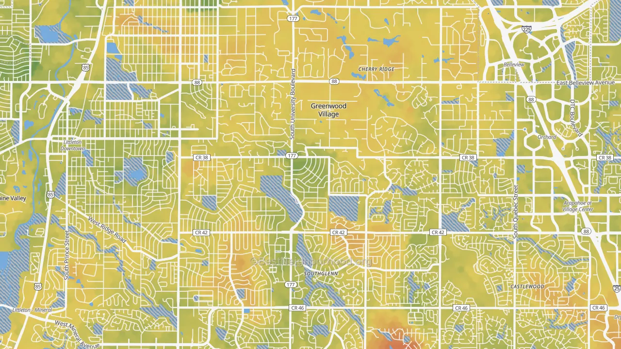 Bike Grade map of 80121, CO