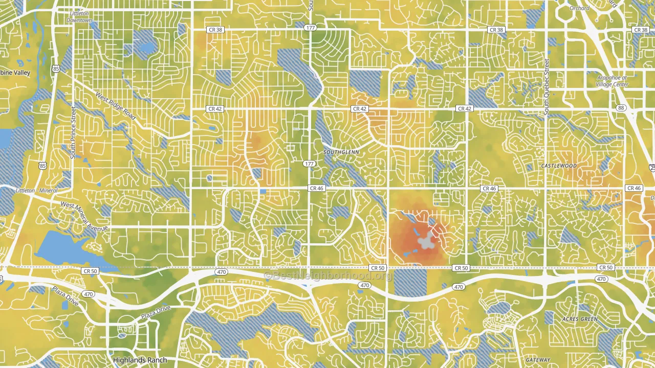 Bike Grade map of 80122, CO