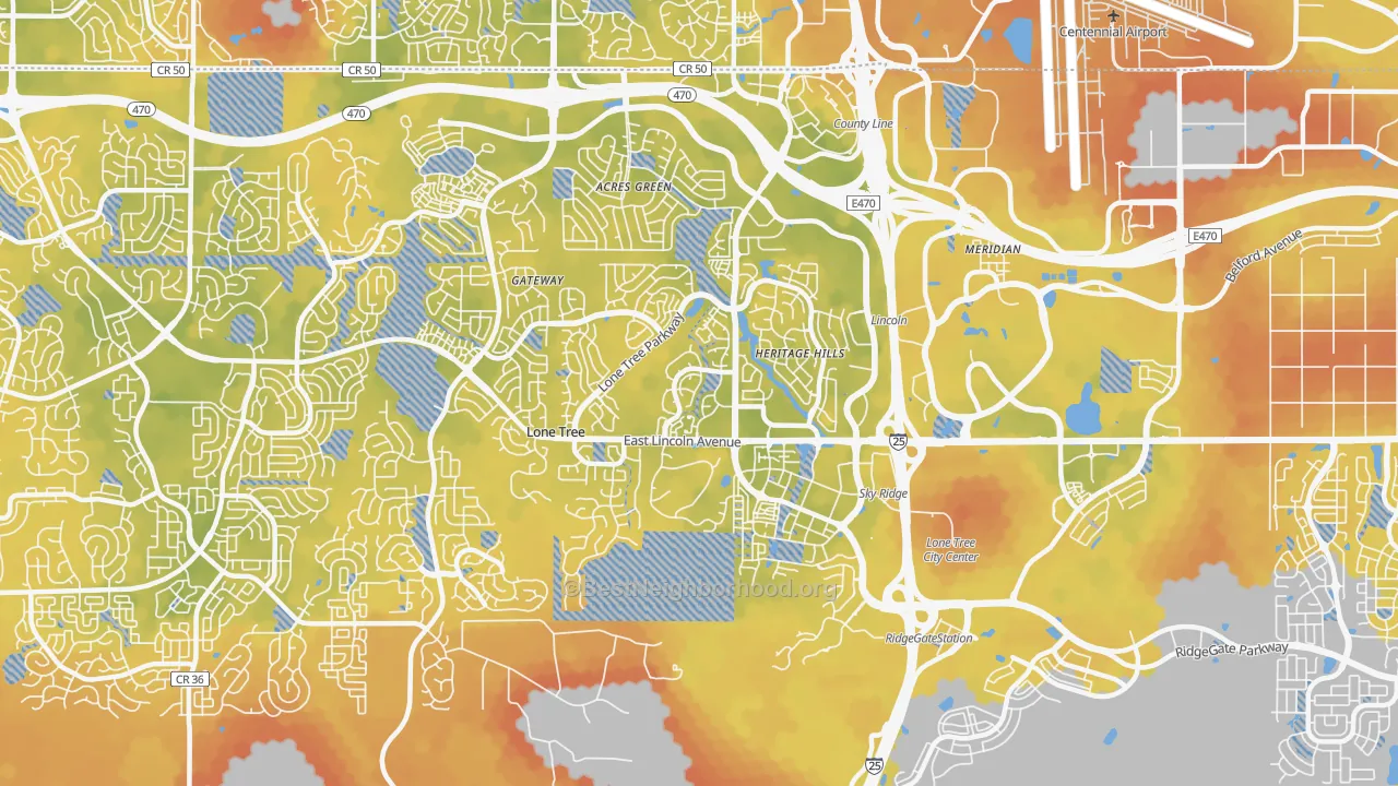 Bike Grade map of 80124, CO