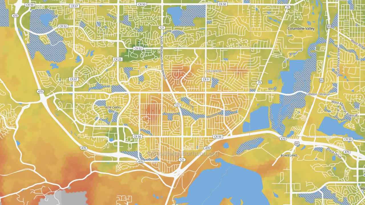 Bike Grade map of 80128, CO