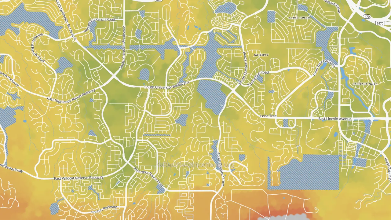 Bike Grade map of 80130, CO