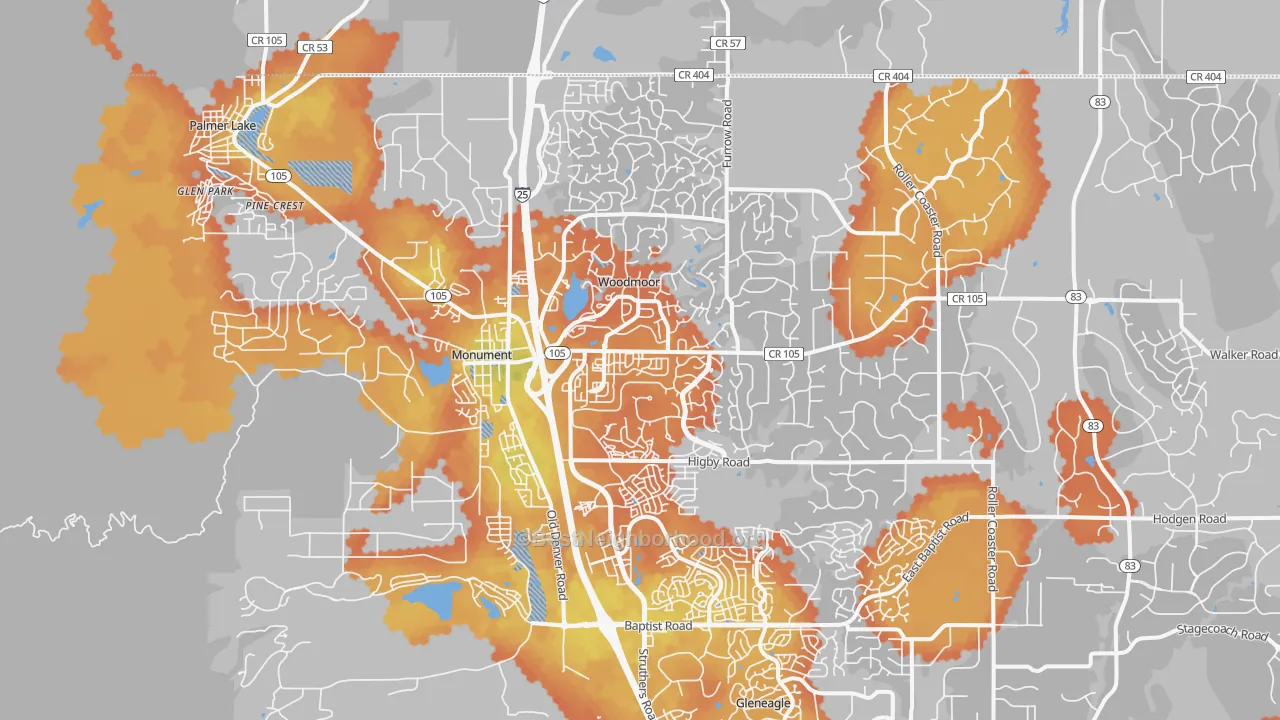 Bike Grade map of 80132, CO