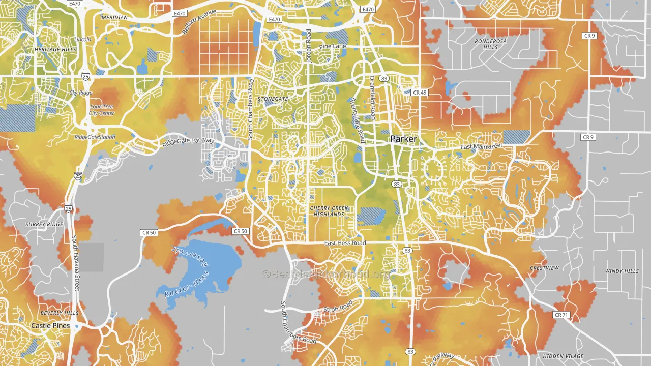 Bike Grade map of 80134, CO