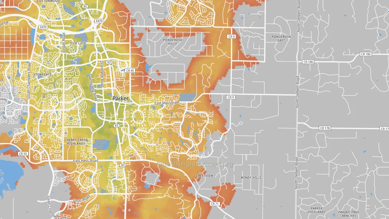 Bike Grade map of 80138, CO