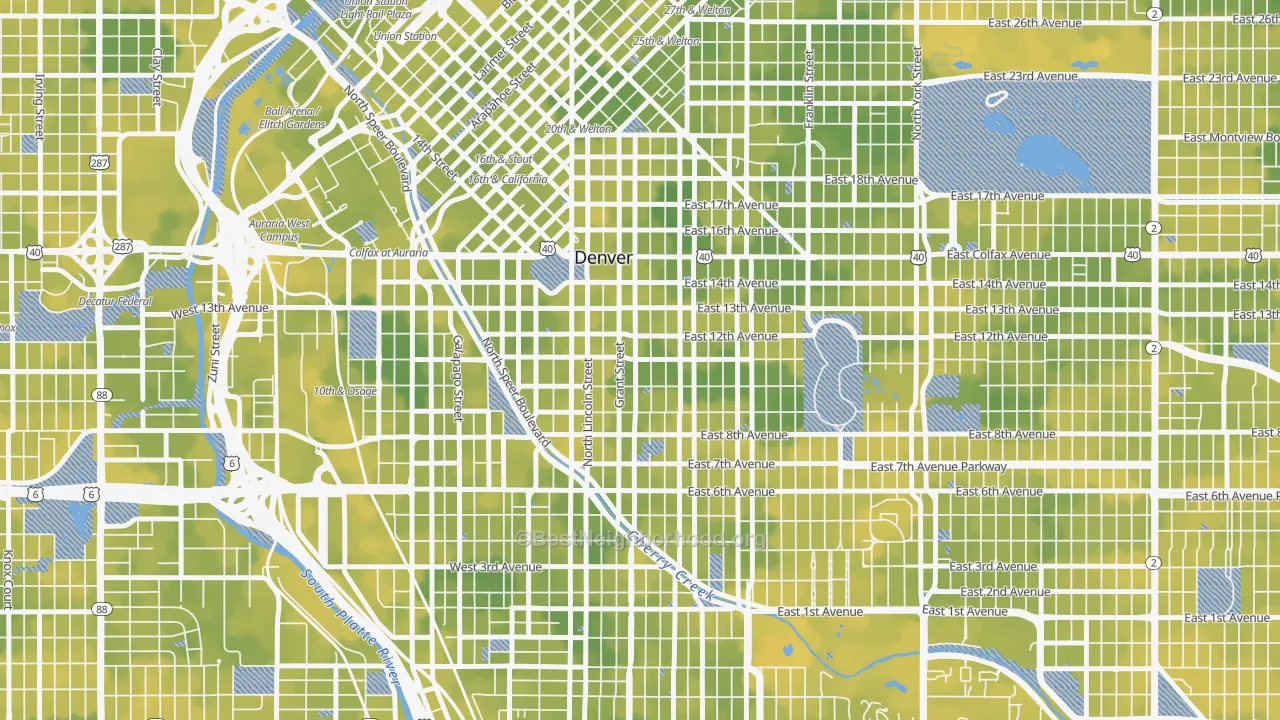 Bike Grade map of 80203, CO