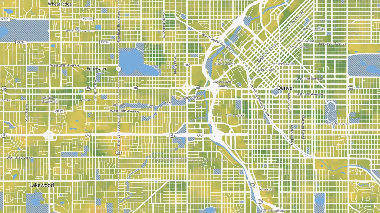 Bike Grade map of 80204, CO