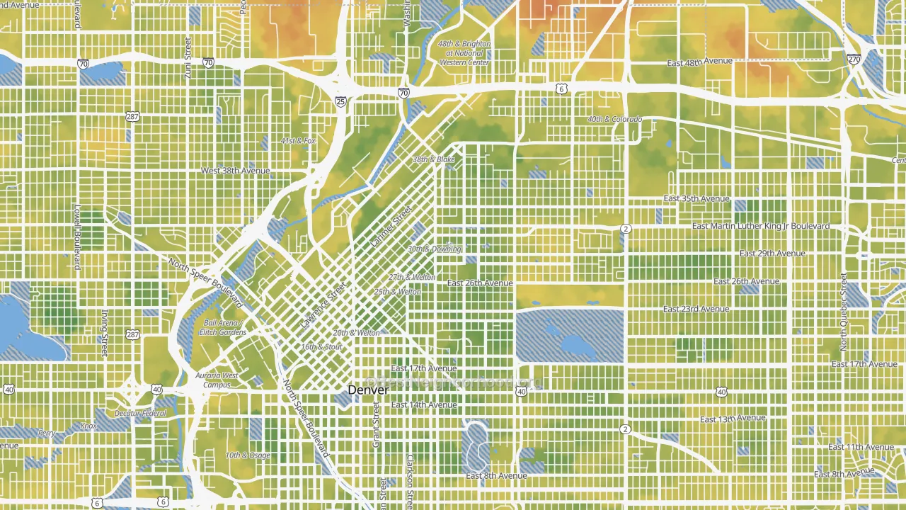 Bike Grade map of 80205, CO