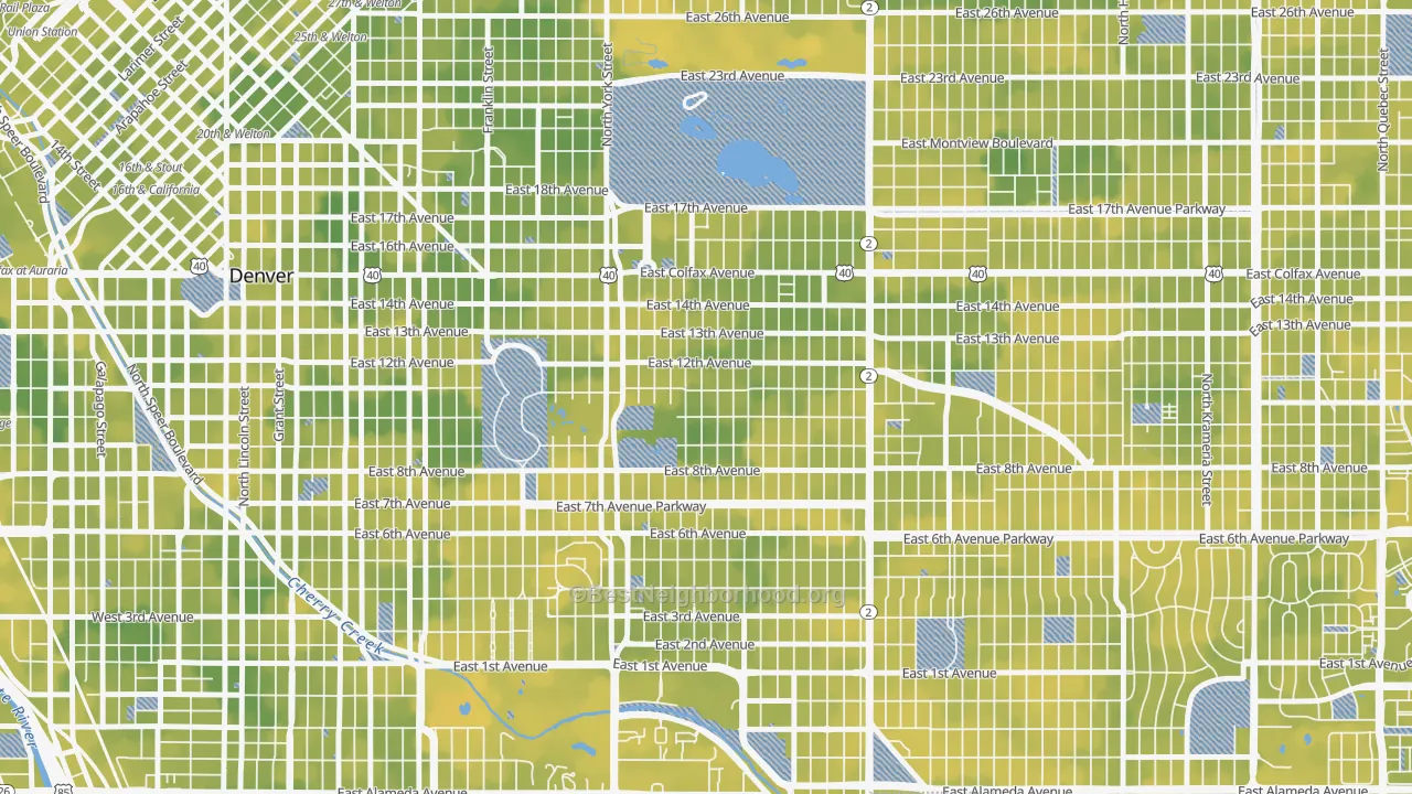 Bike Grade map of 80206, CO