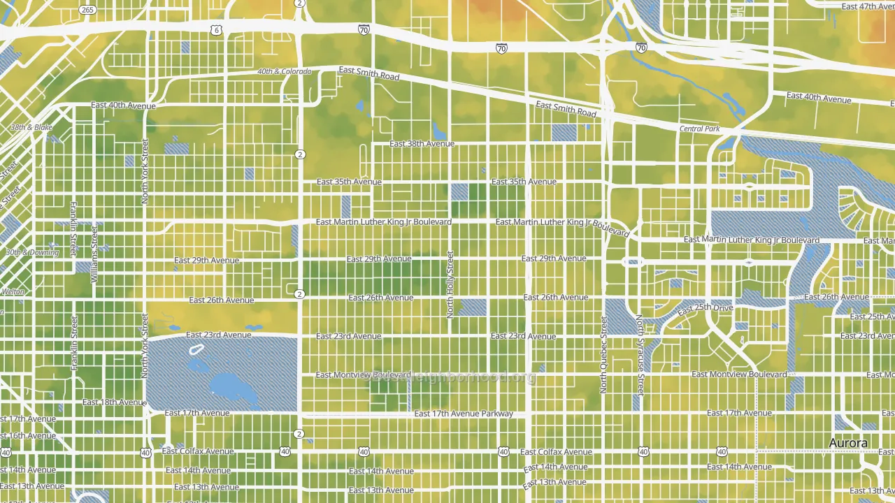 Bike Grade map of 80207, CO