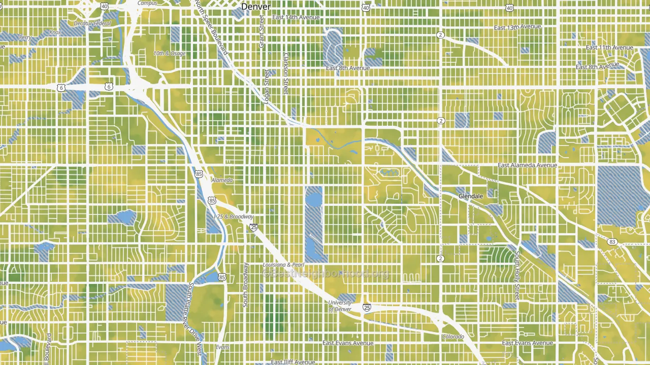 Bike Grade map of 80209, CO