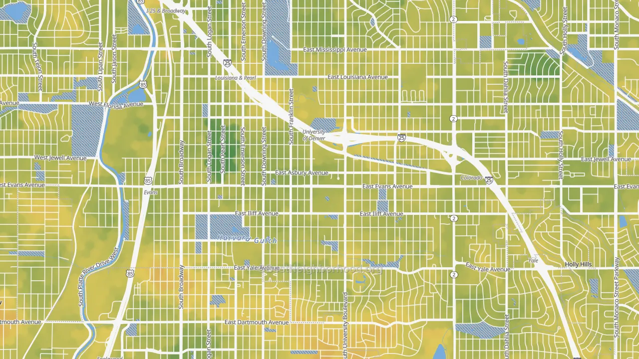 Bike Grade map of 80210, CO