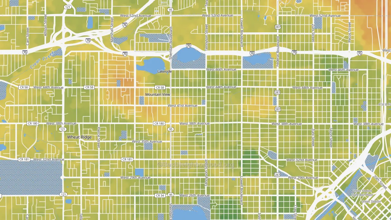 Bike Grade map of 80212, CO