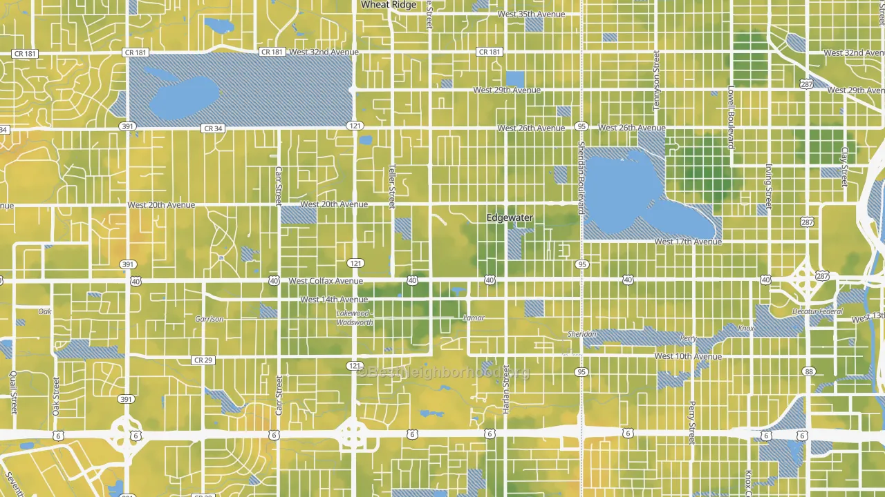 Bike Grade map of 80214, CO